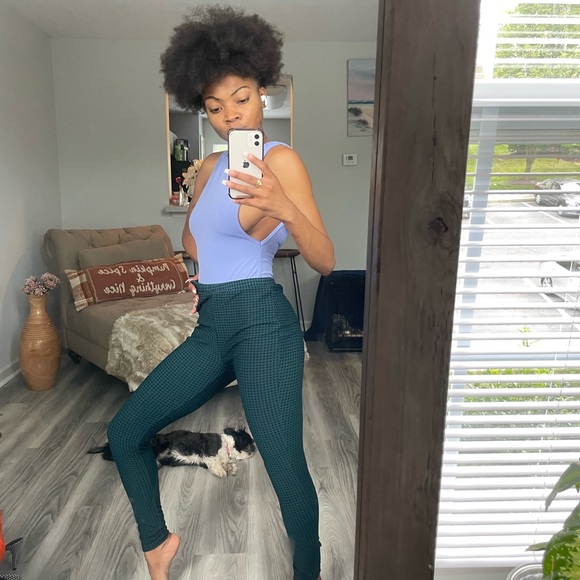 Green/Black Plaid Skinny Pants - Picture 9 of 15